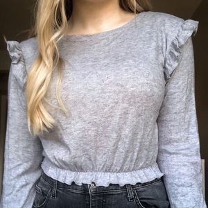 Grey knit long sleeved top
